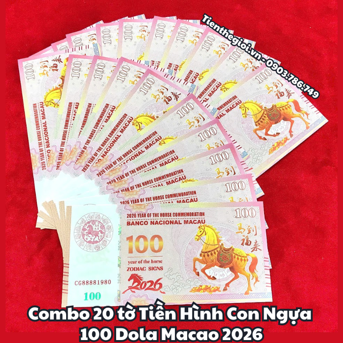 Tiền Lì Xì 100 Dola Macao Hình Con Ngựa 2026